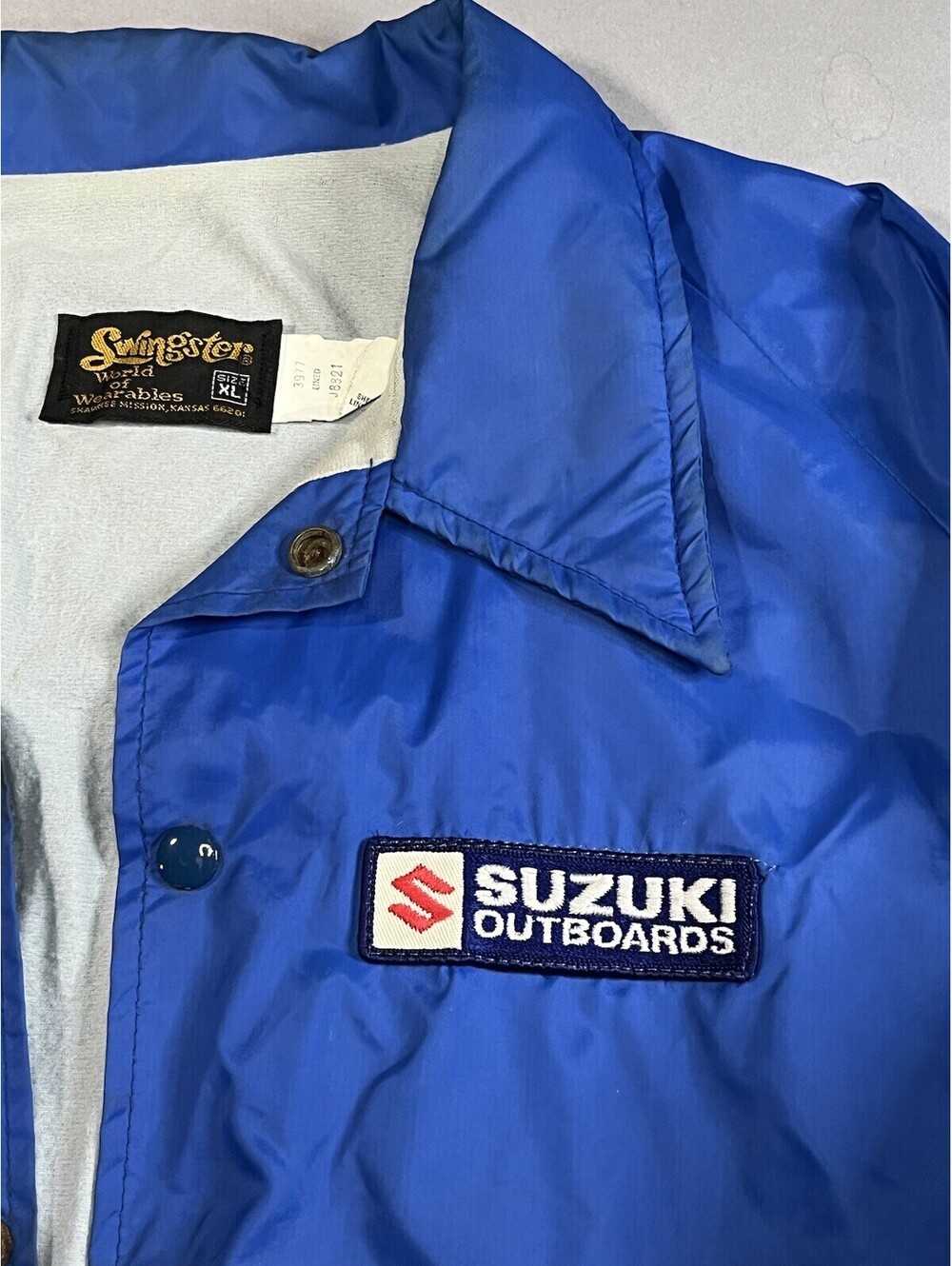 Suzuki Outboards Swingster Lined Jacket XL Blue Vintage